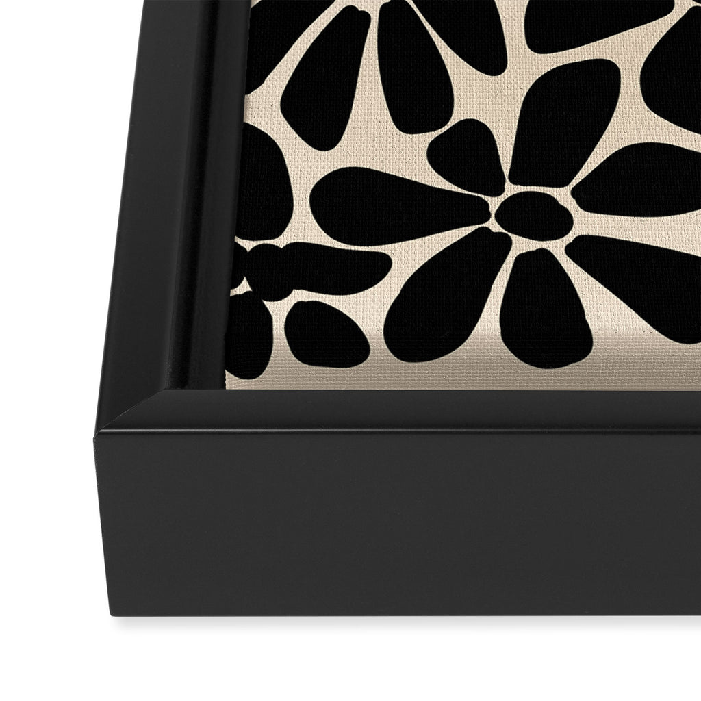 Black and White Retro Floral Art Print  Framed Canvas Print Gallery Image 3