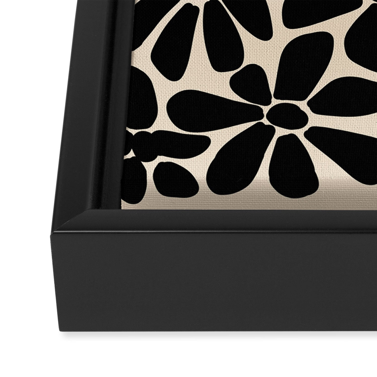Black and White Retro Floral Art Print  Framed Canvas Print Gallery Image 3