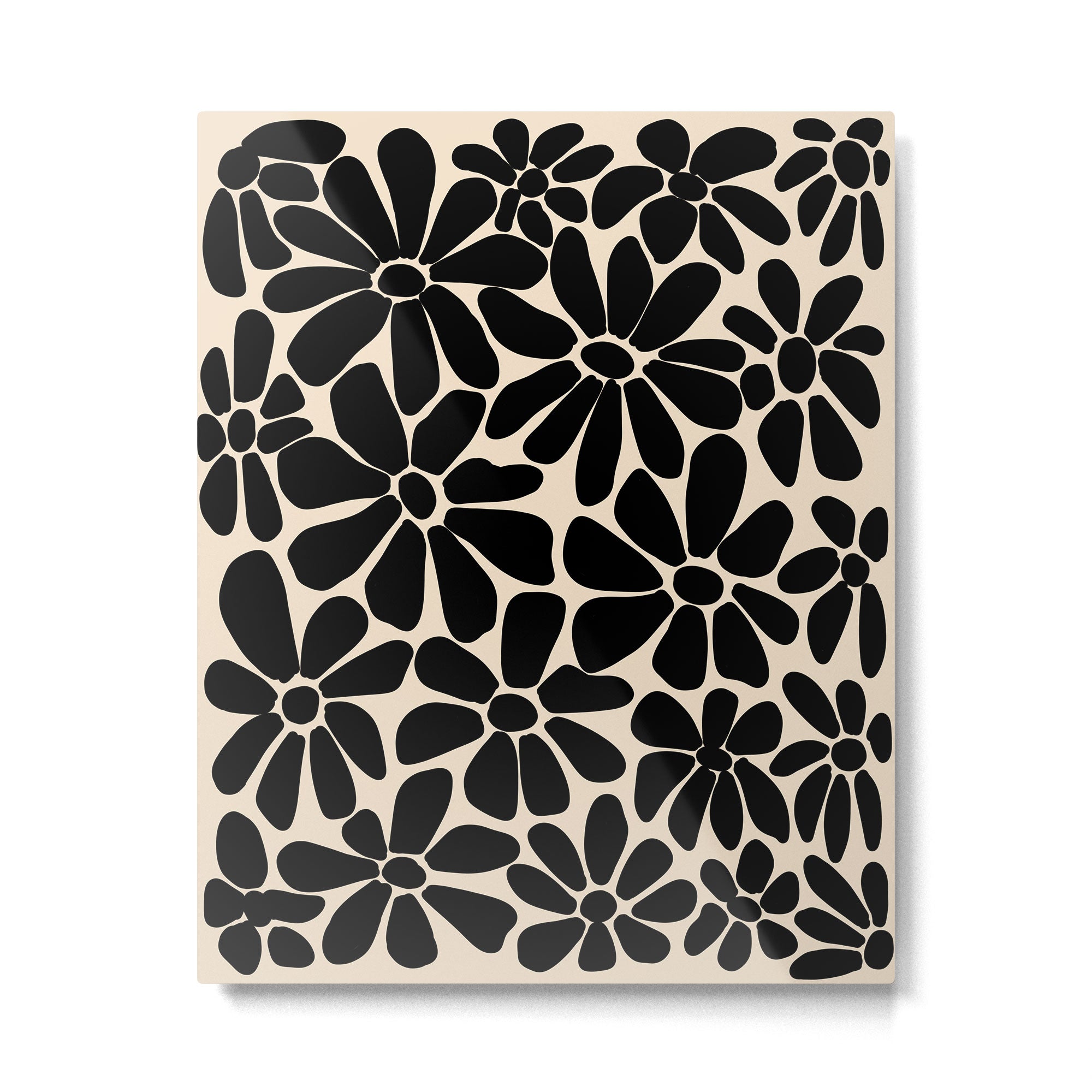 Black and White Retro Floral Art Print  Metal Print Gallery Image 4