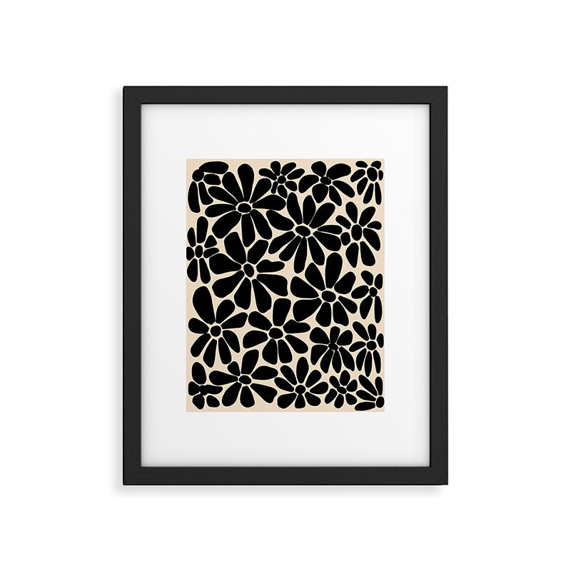 Black and White Retro Floral Art Print  Framed Art Print Gallery Image 5