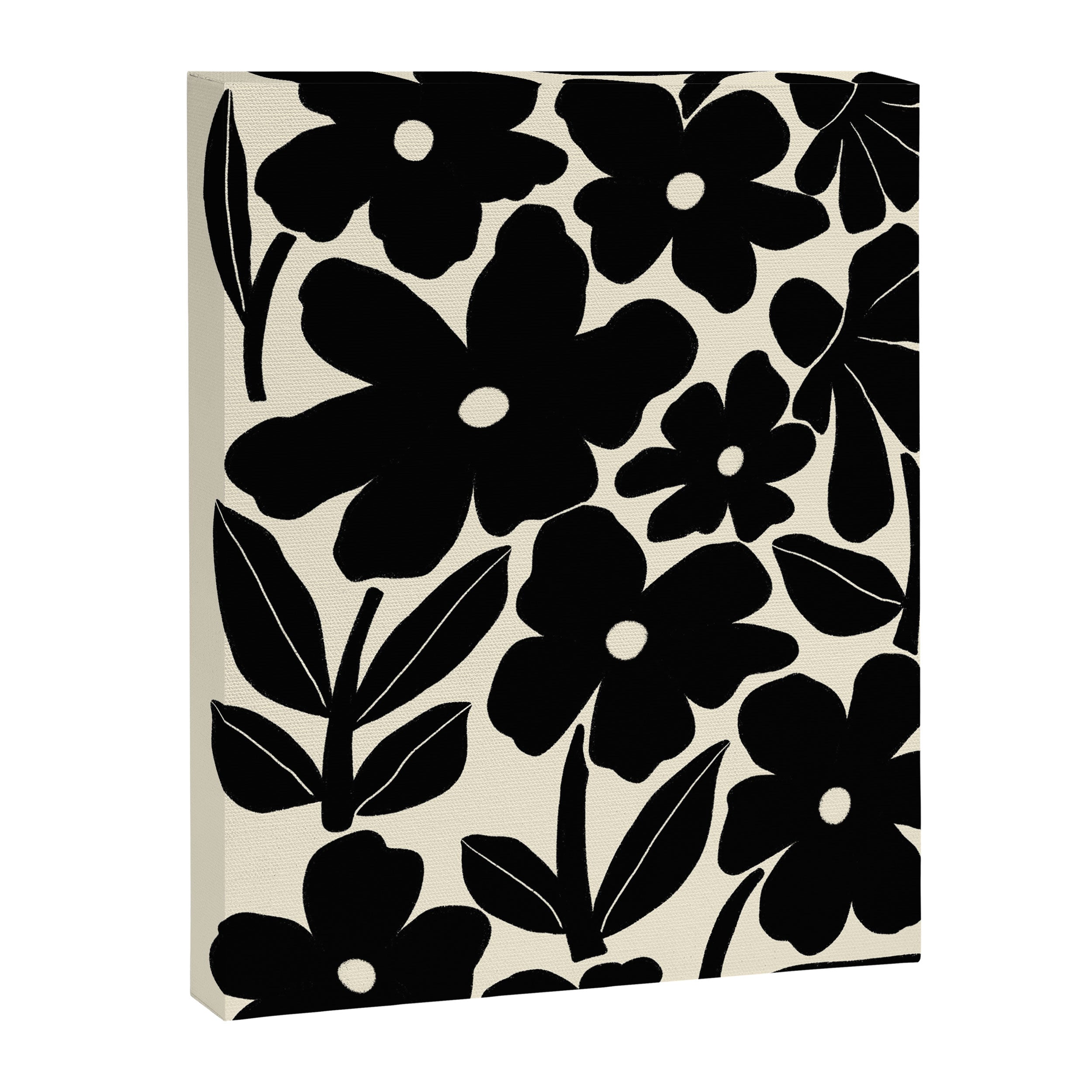 Black and White Retro Groovy Flowers  Canvas Print Gallery Image 8