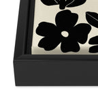 Black and White Retro Groovy Flowers  Framed Canvas Print Gallery Image 3