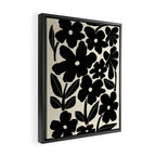 Black and White Retro Groovy Flowers  Framed Canvas Print Gallery Image 2