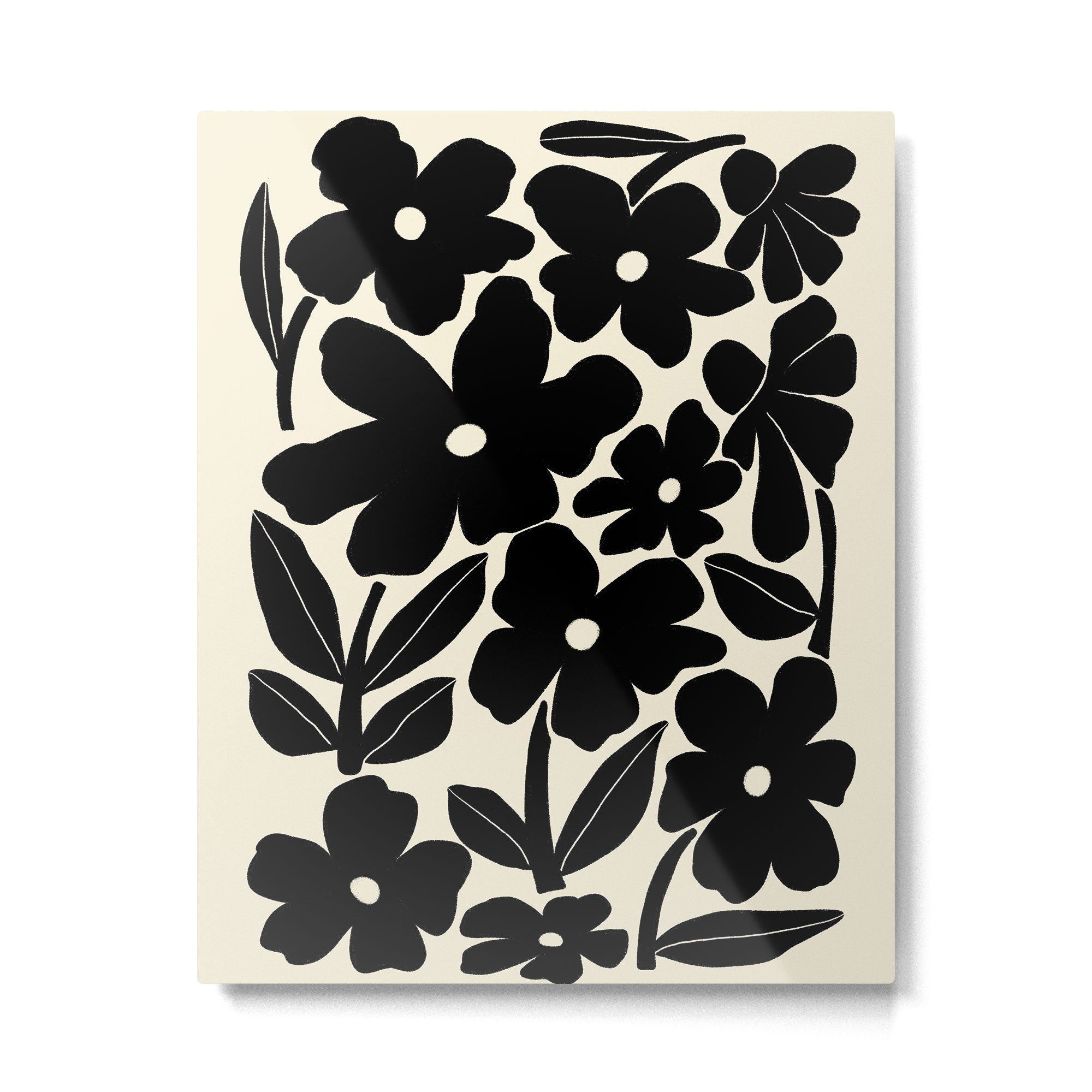 Black and White Retro Groovy Flowers  Metal Print Gallery Image 6