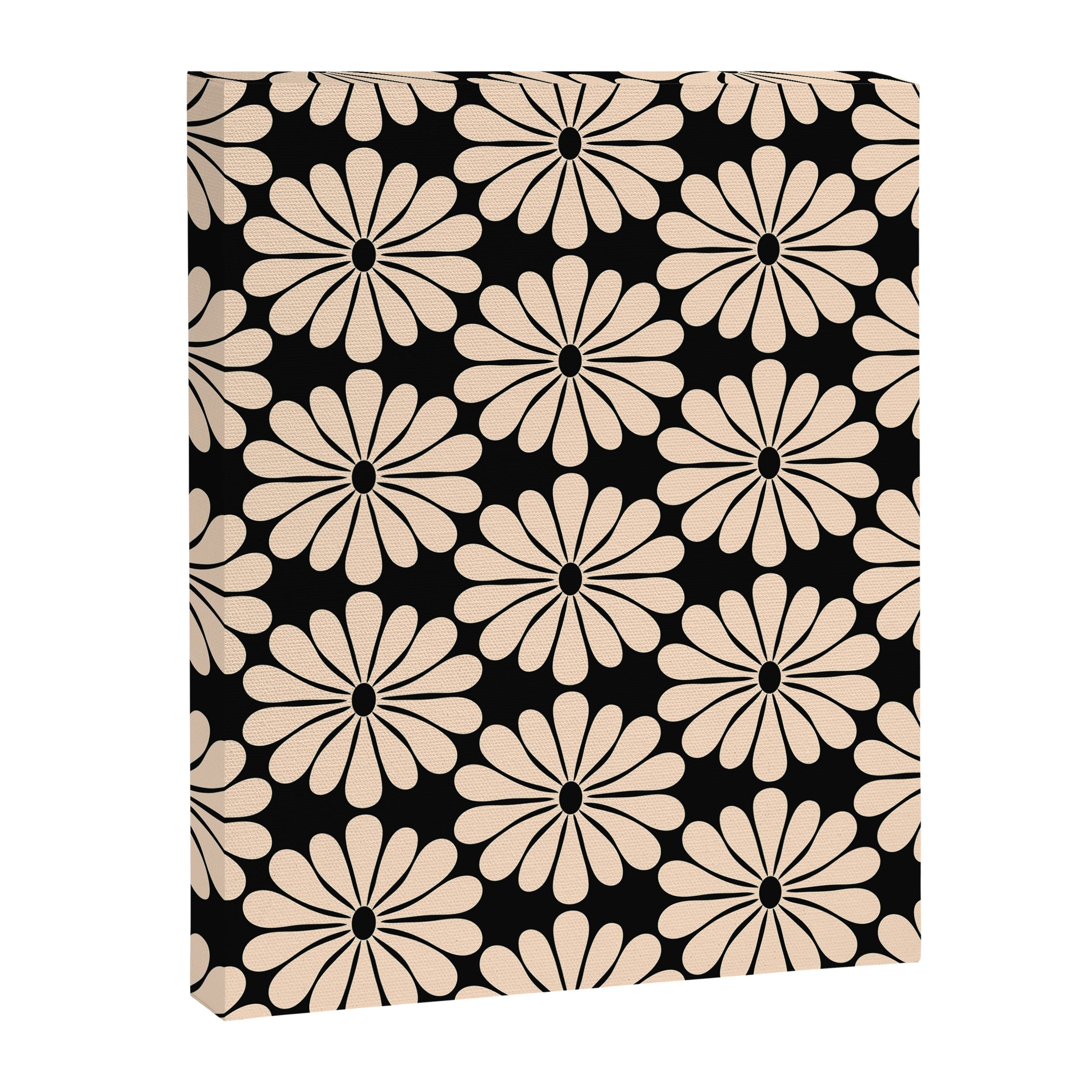 Black and White Retro Modern Daisy Canvas Print Gallery Image 6