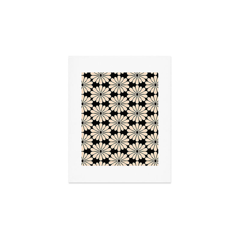 Black and White Retro Modern Daisy Art Print Gallery Image 1