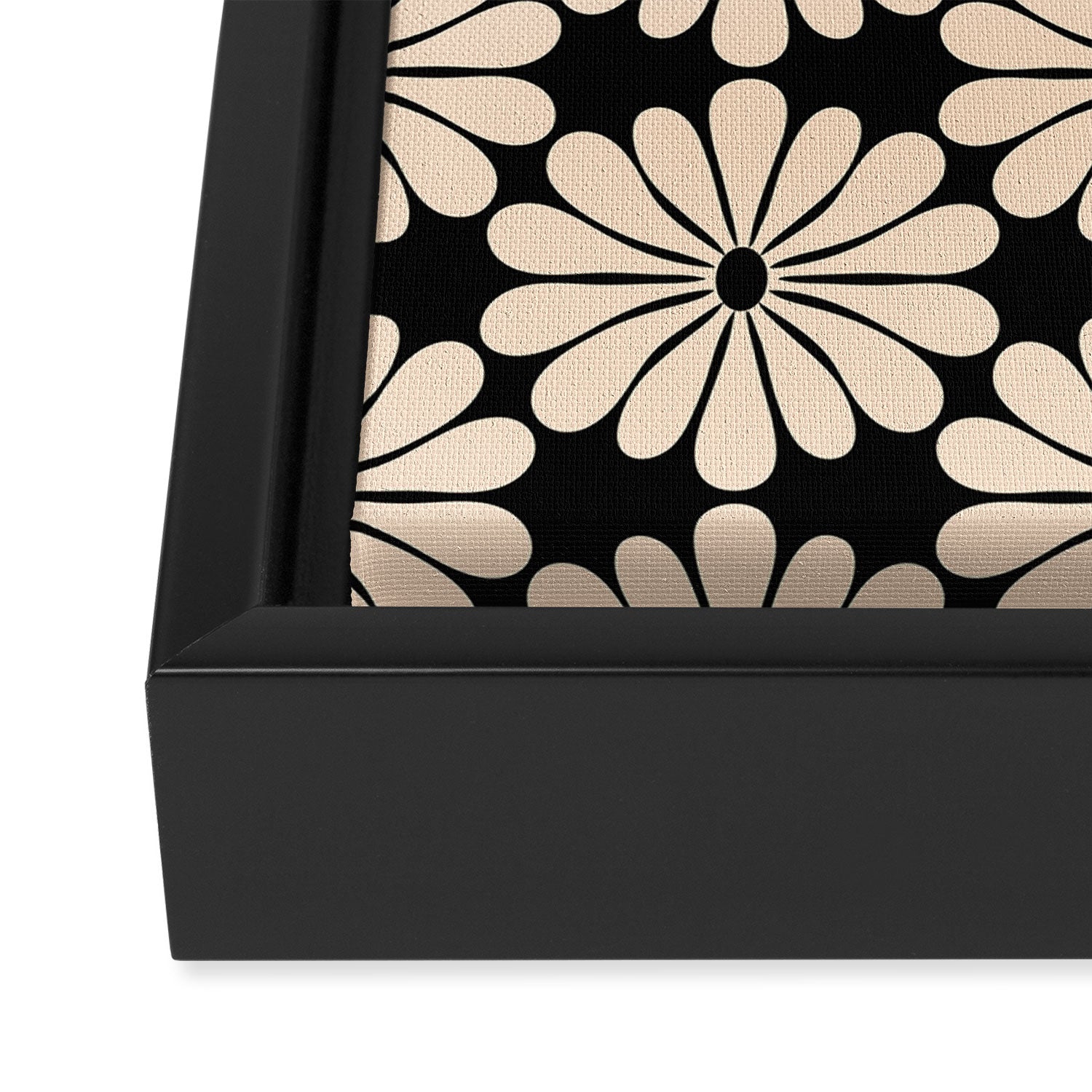 Black and White Retro Modern Daisy Framed Canvas Print Gallery Image 3
