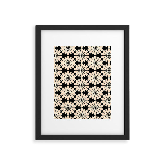 Black and White Retro Modern Daisy Framed Art Print Gallery Image 1
