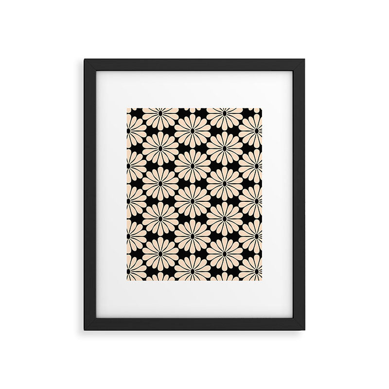 Black and White Retro Modern Daisy Framed Art Print Gallery Image 5