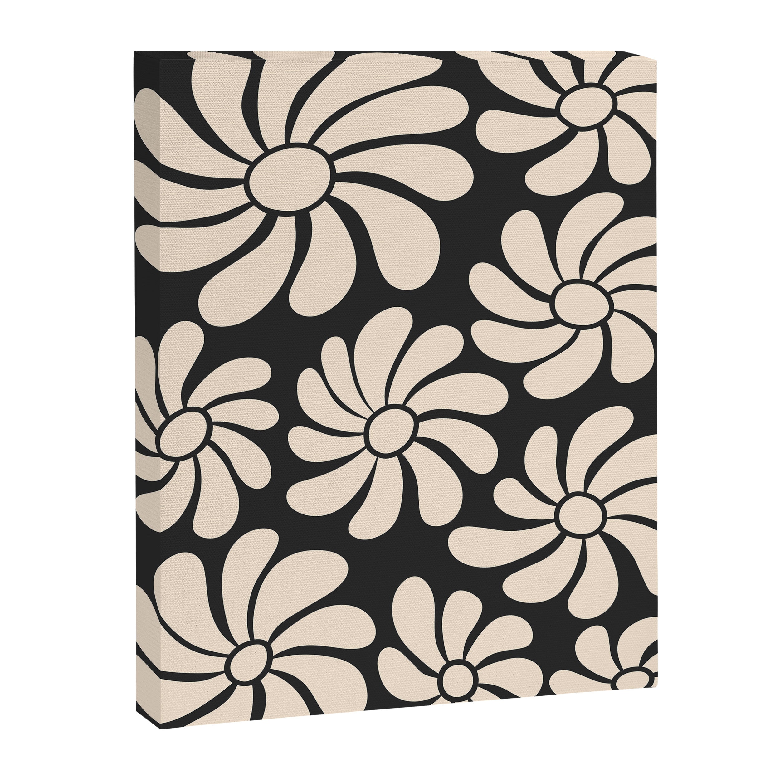 Black and White Retro Super Bloom - 70's vibe  Canvas Print Gallery Image 8
