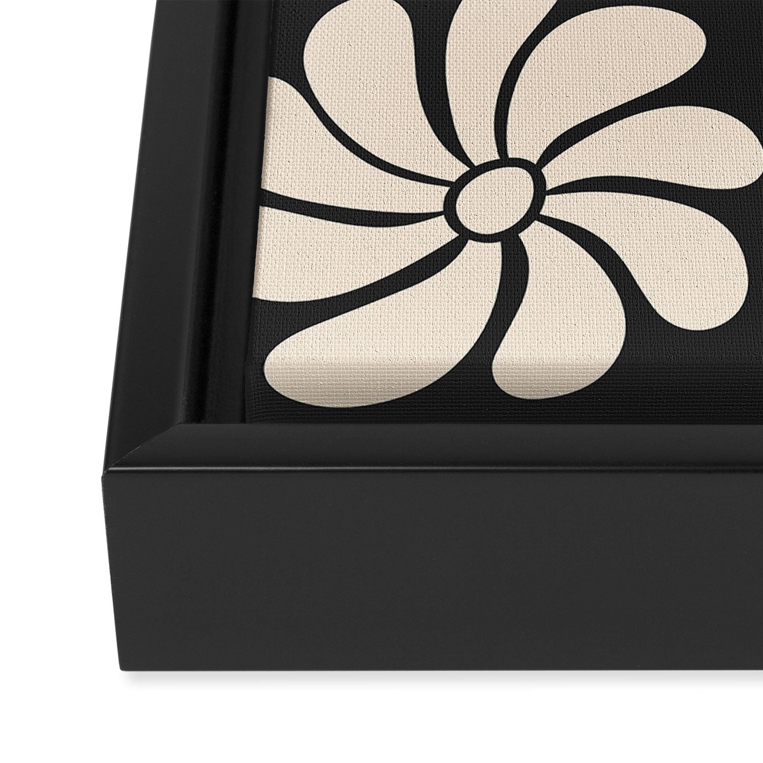 Black and White Retro Super Bloom - 70's vibe  Framed Canvas Print Gallery Image 3