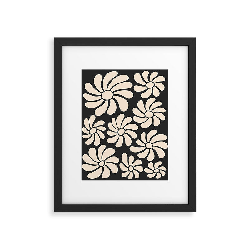Black and White Retro Super Bloom - 70's vibe  Framed Art Print Gallery Image 6