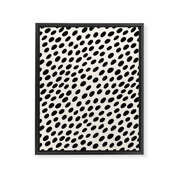 Black and White Spots pattern Framed Canvas Print Gallery Image 1