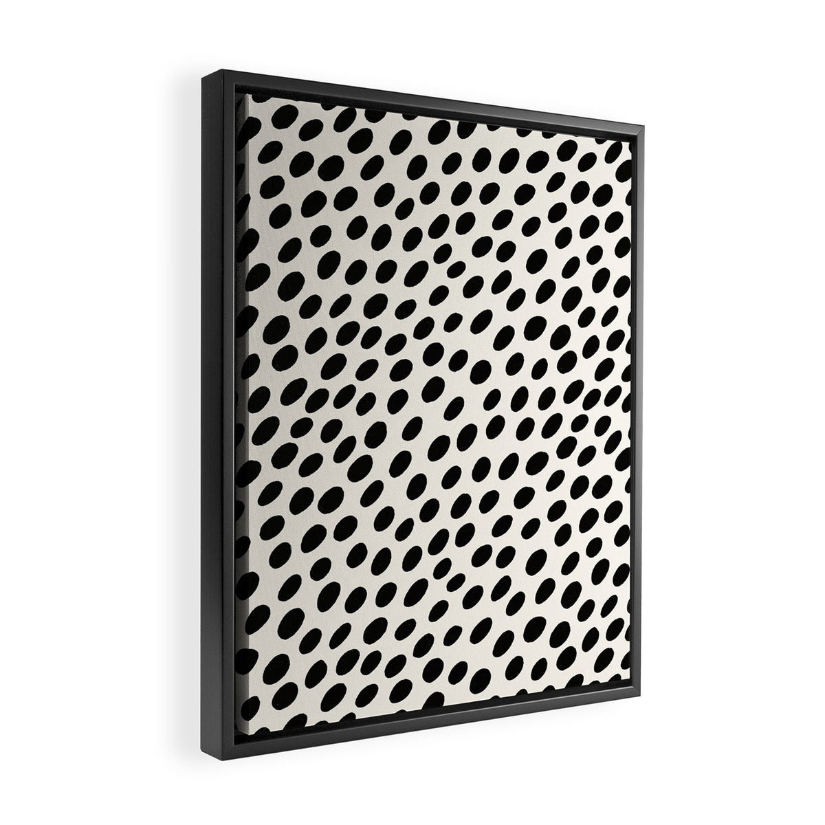Black and White Spots pattern Framed Canvas Print Gallery Image 2