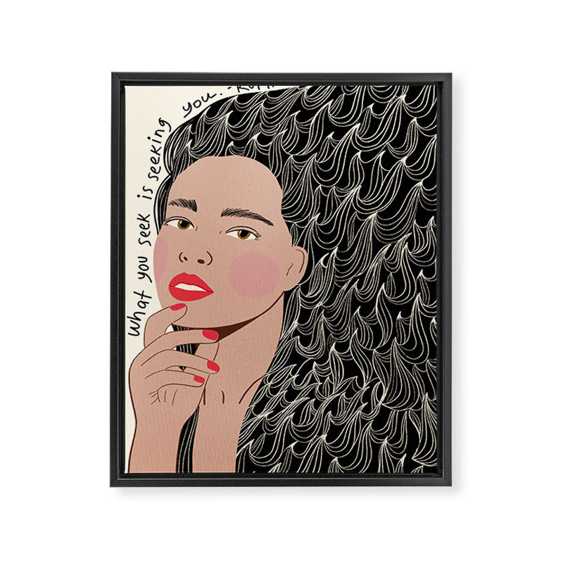 Black and White Woman Portrait  Framed Canvas Print Gallery Image 8