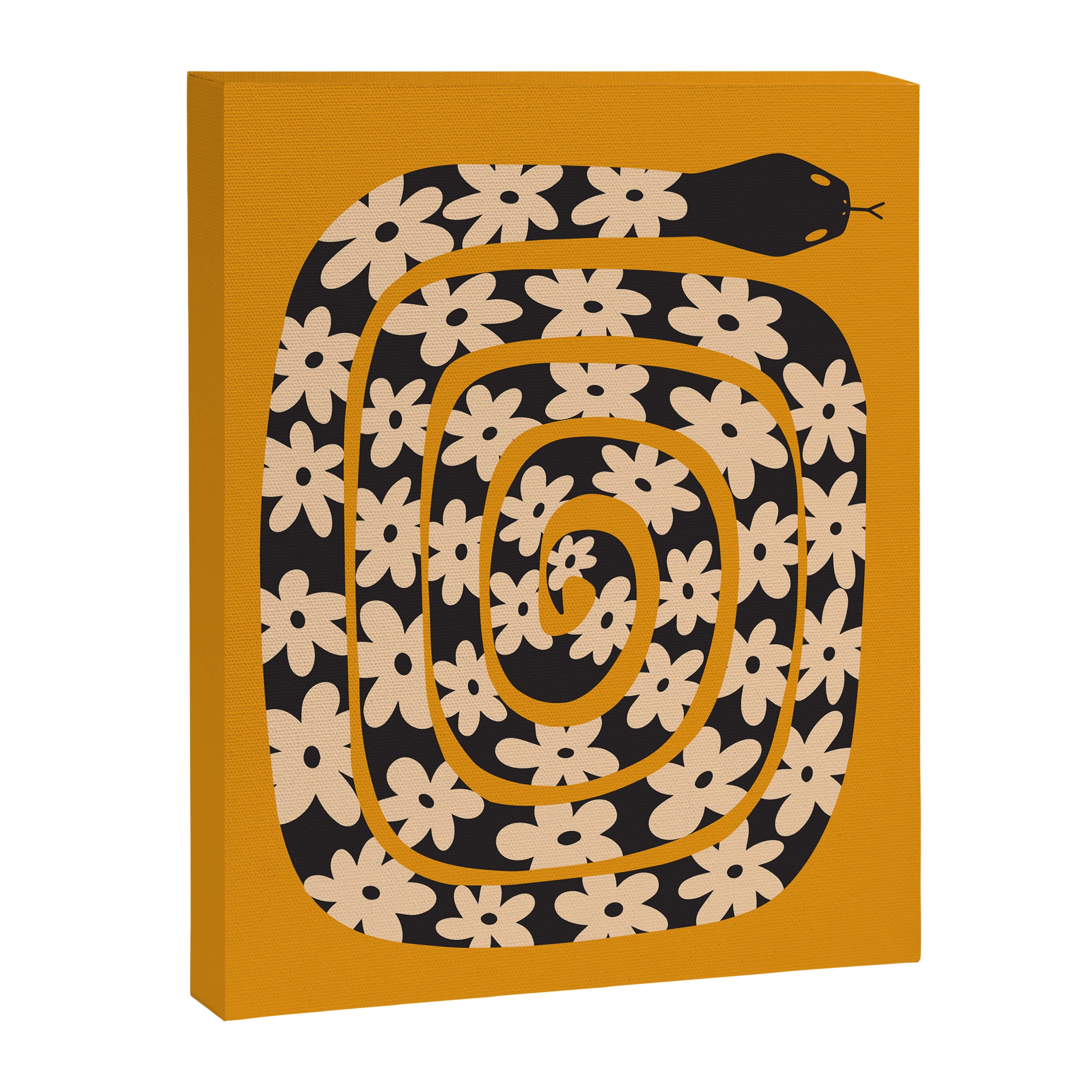 Black & Cream Snake Flower - Orange  Canvas Print Gallery Image 8