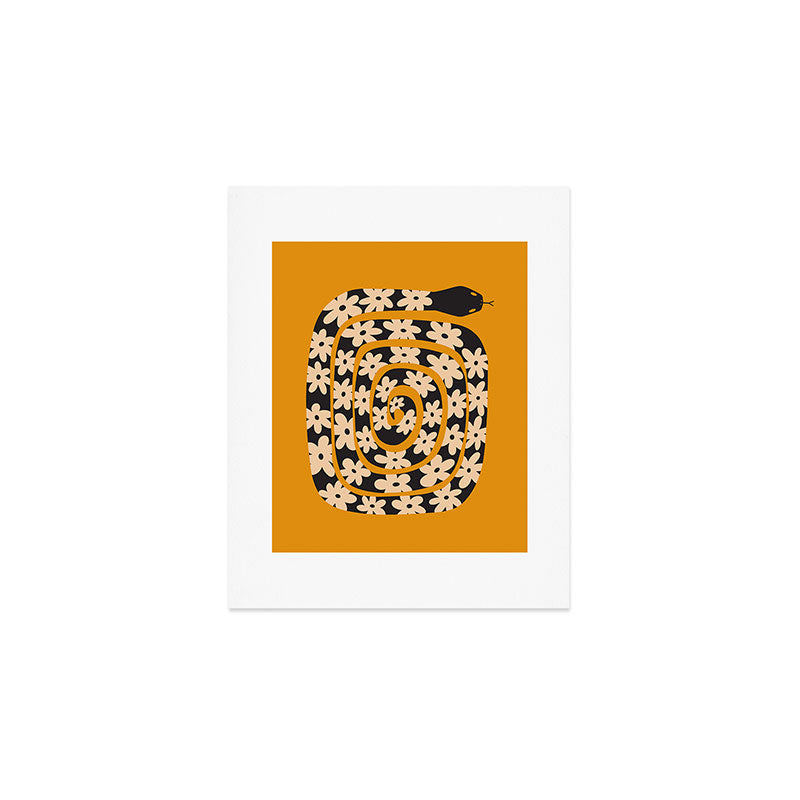 Black & Cream Snake Flower - Orange  Art Print Gallery Image 1