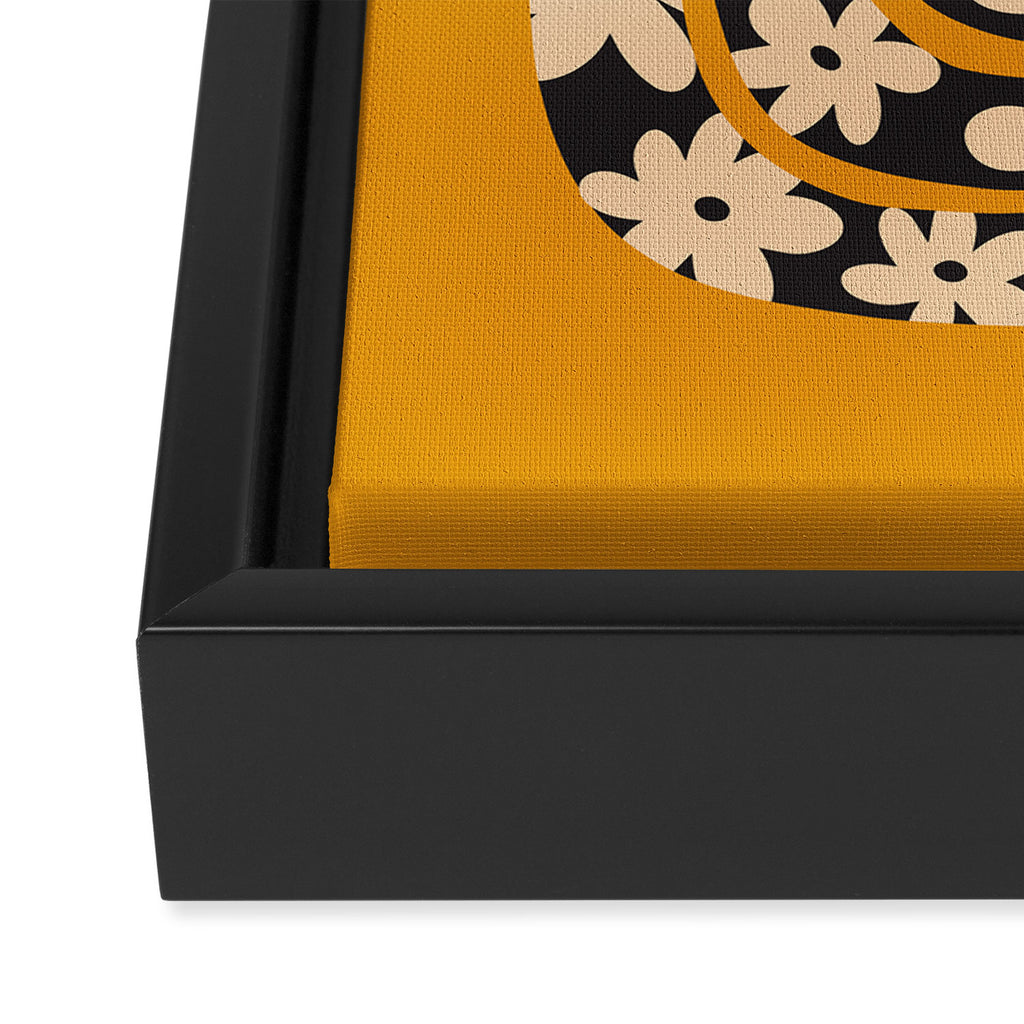 Black & Cream Snake Flower - Orange  Framed Canvas Print Gallery Image 3