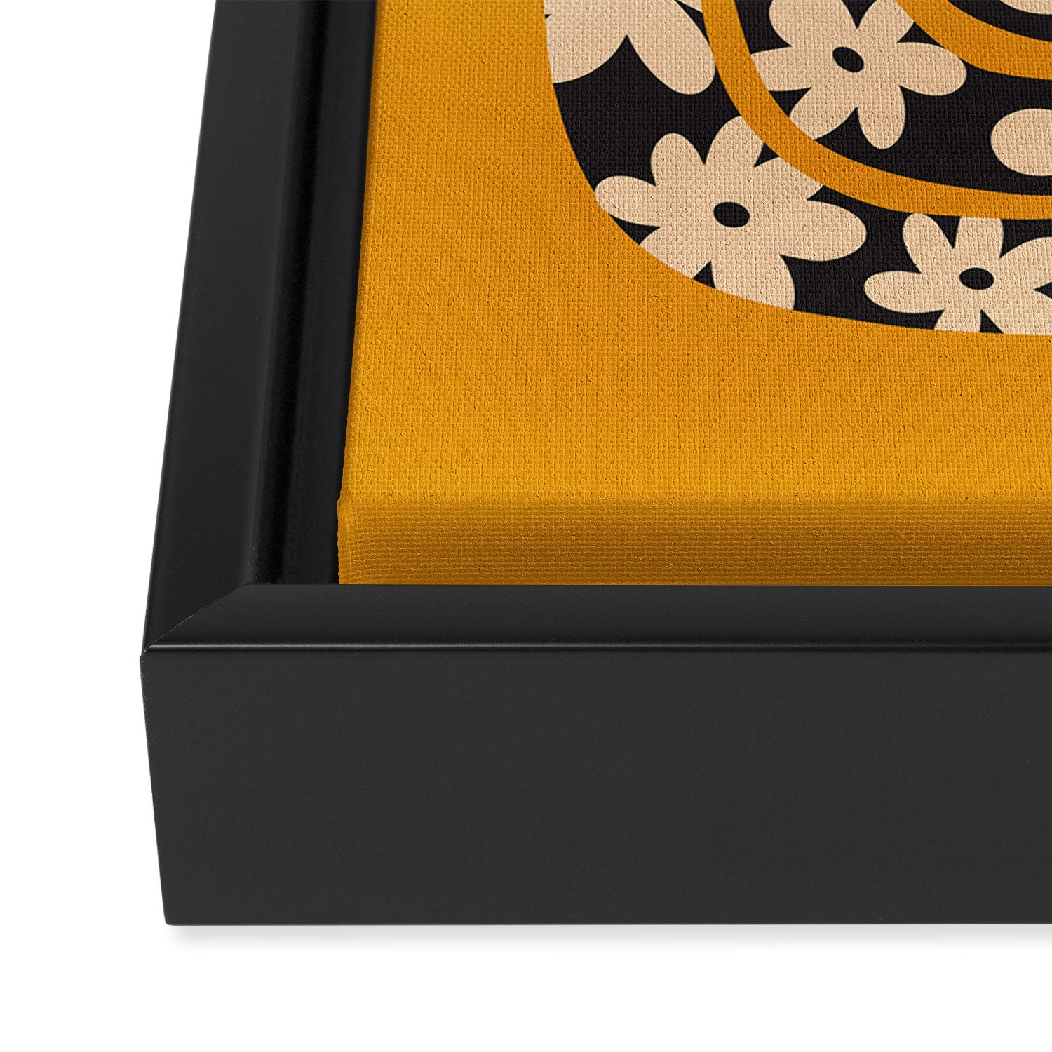 Black & Cream Snake Flower - Orange  Framed Canvas Print Gallery Image 3