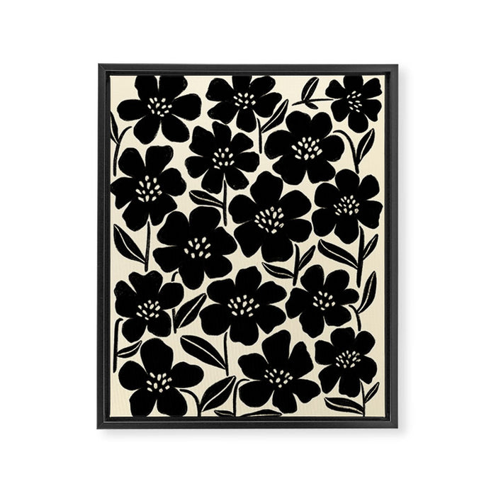 Black & White Blossom Framed Canvas Print Gallery Image 1