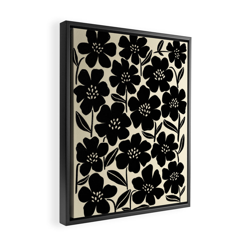 Black & White Blossom Framed Canvas Print Gallery Image 2