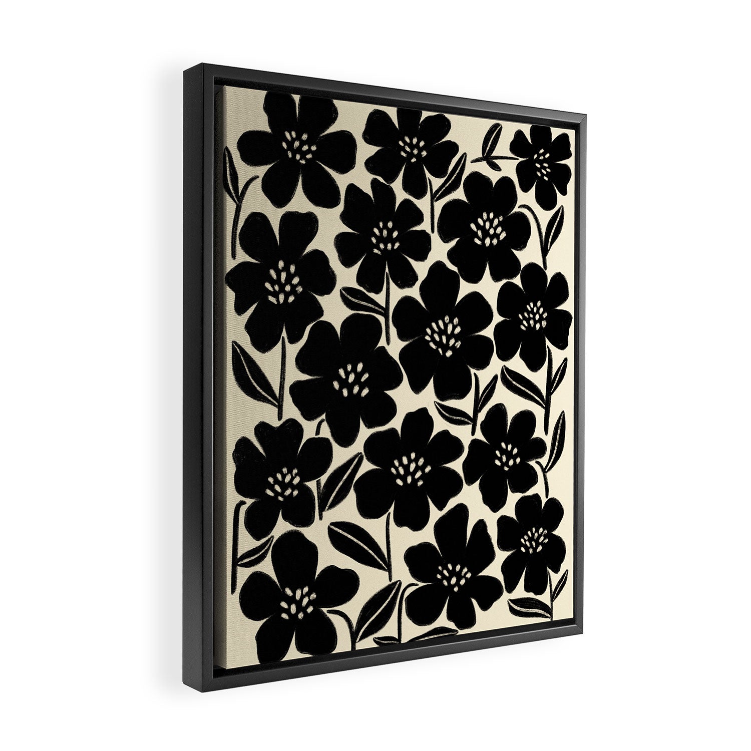 Black & White Blossom Framed Canvas Print Gallery Image 2