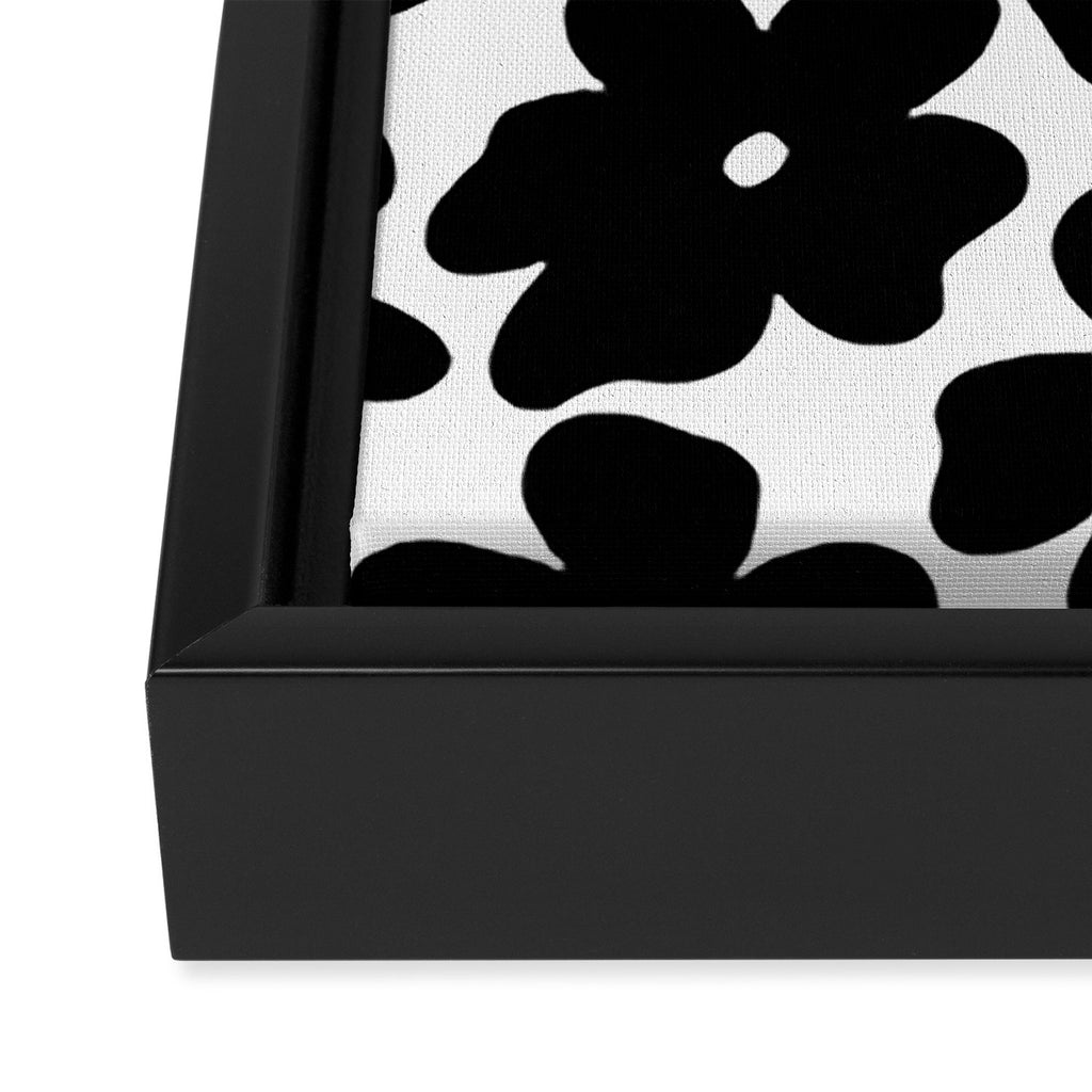 Black & White Flower - 70's Daisies Framed Canvas Print Gallery Image 3