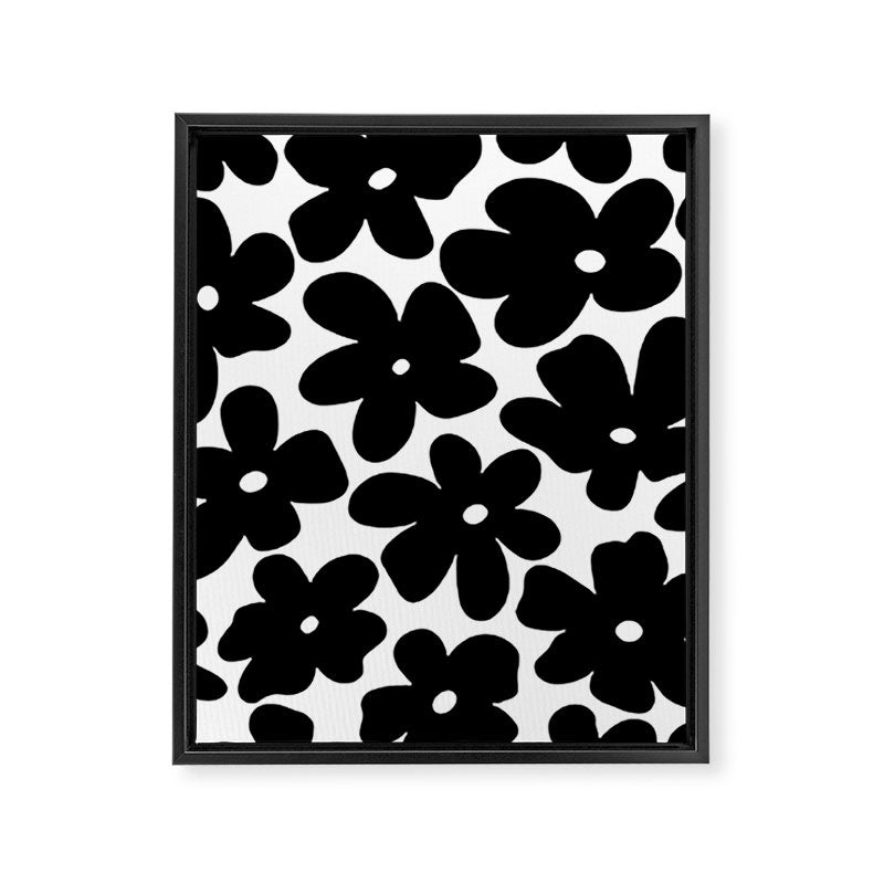 Black & White Flower - 70's Daisies Framed Canvas Print Gallery Image 8