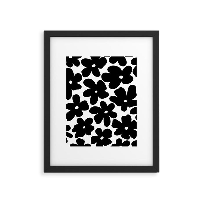 Black & White Flower - 70's Daisies Framed Art Print Gallery Image 1