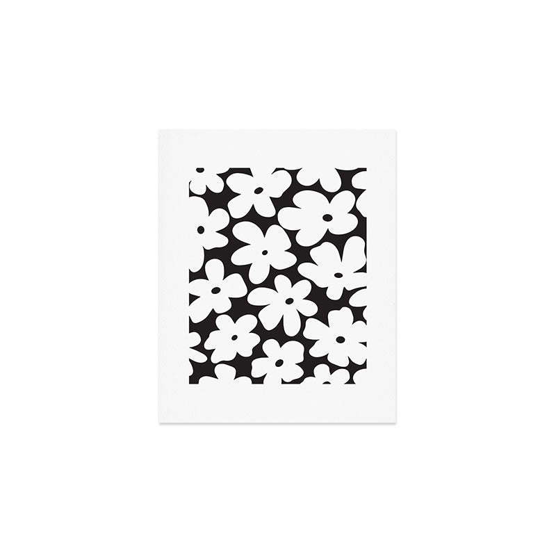 Black & White Flower - 70's White Daisies Art Print Gallery Image 1