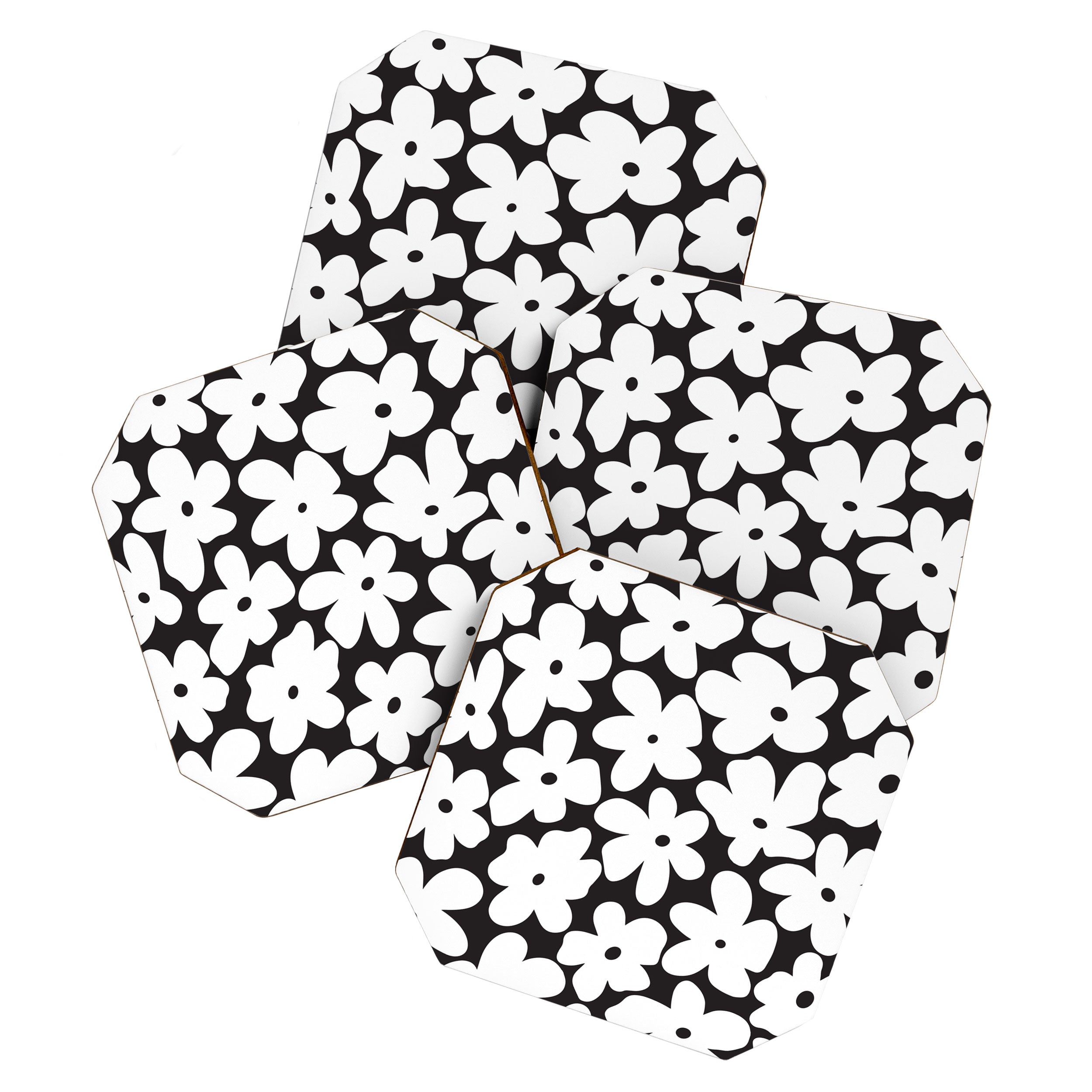 Black & White Flower - 70's White Daisies Coaster Gallery Image 1
