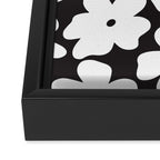 Black & White Flower - 70's White Daisies Framed Canvas Print Gallery Image 3