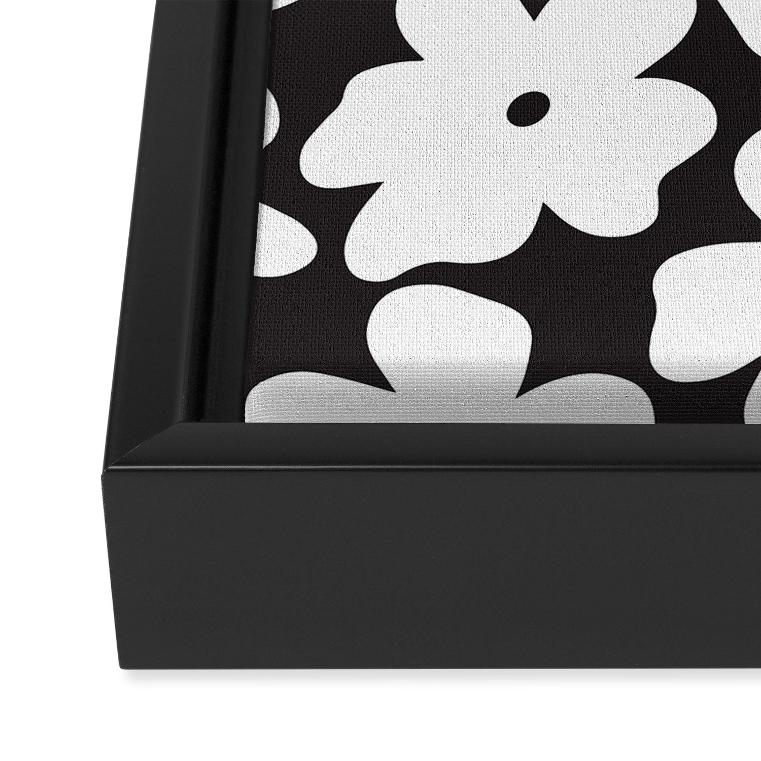 Black & White Flower - 70's White Daisies Framed Canvas Print Gallery Image 3