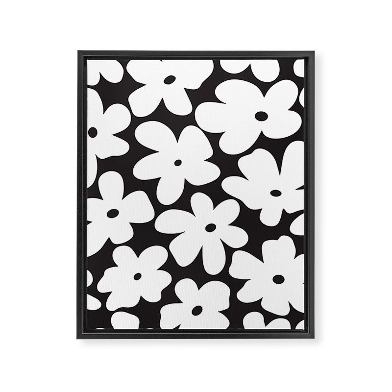 Black & White Flower - 70's White Daisies Framed Canvas Print Gallery Image 8