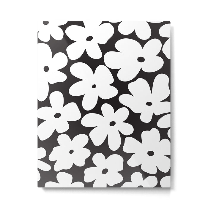 Black & White Flower - 70's White Daisies Metal Print Gallery Image 1