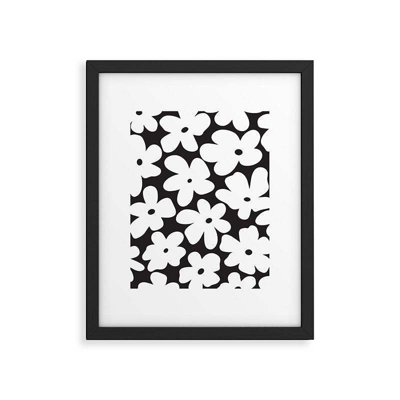 Black & White Flower - 70's White Daisies Framed Art Print Gallery Image 6