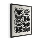 Black & White Retro, Folk Butterfly Framed Canvas Print Gallery Image 2