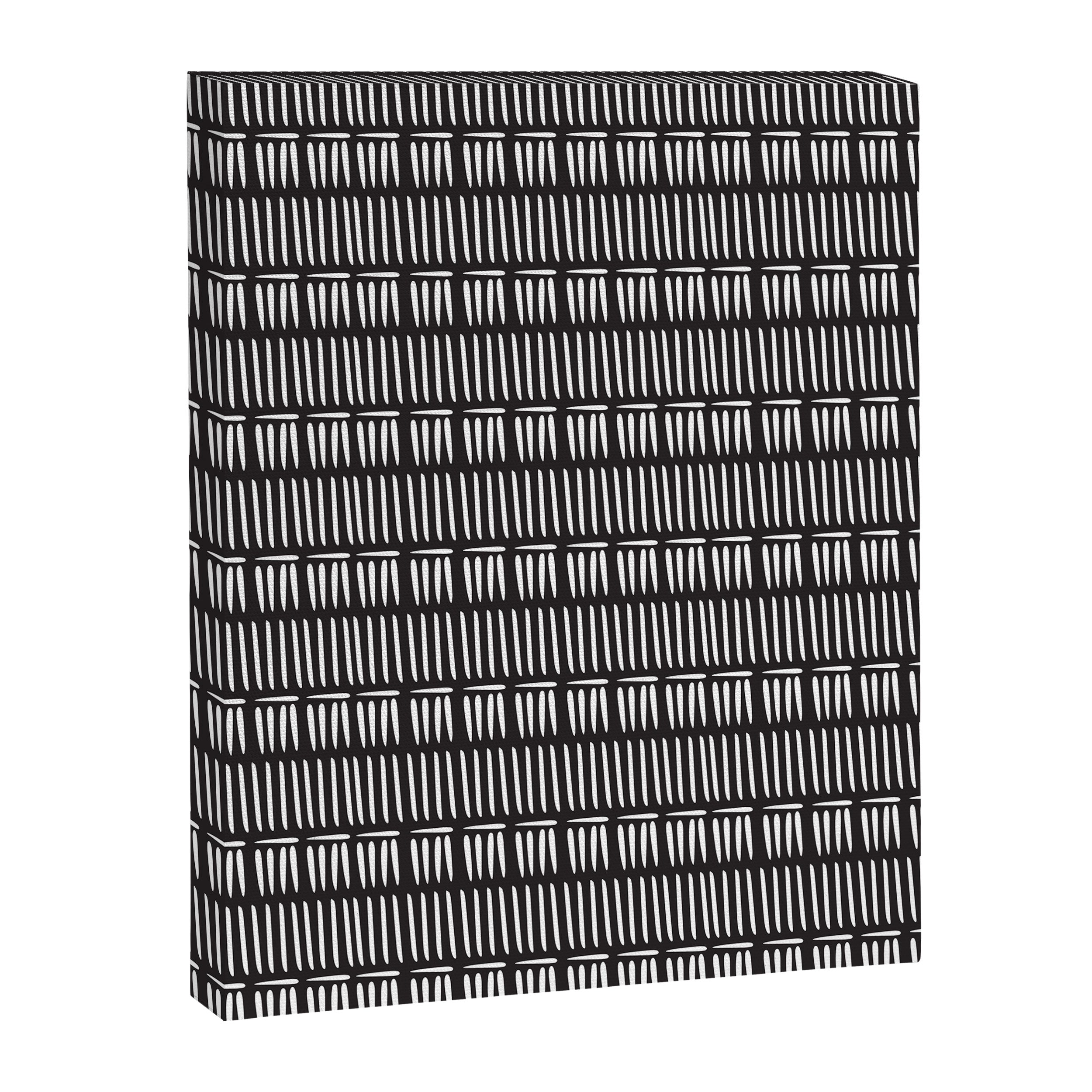 Black & White Stripe Pattern - black background Canvas Print Gallery Image 6