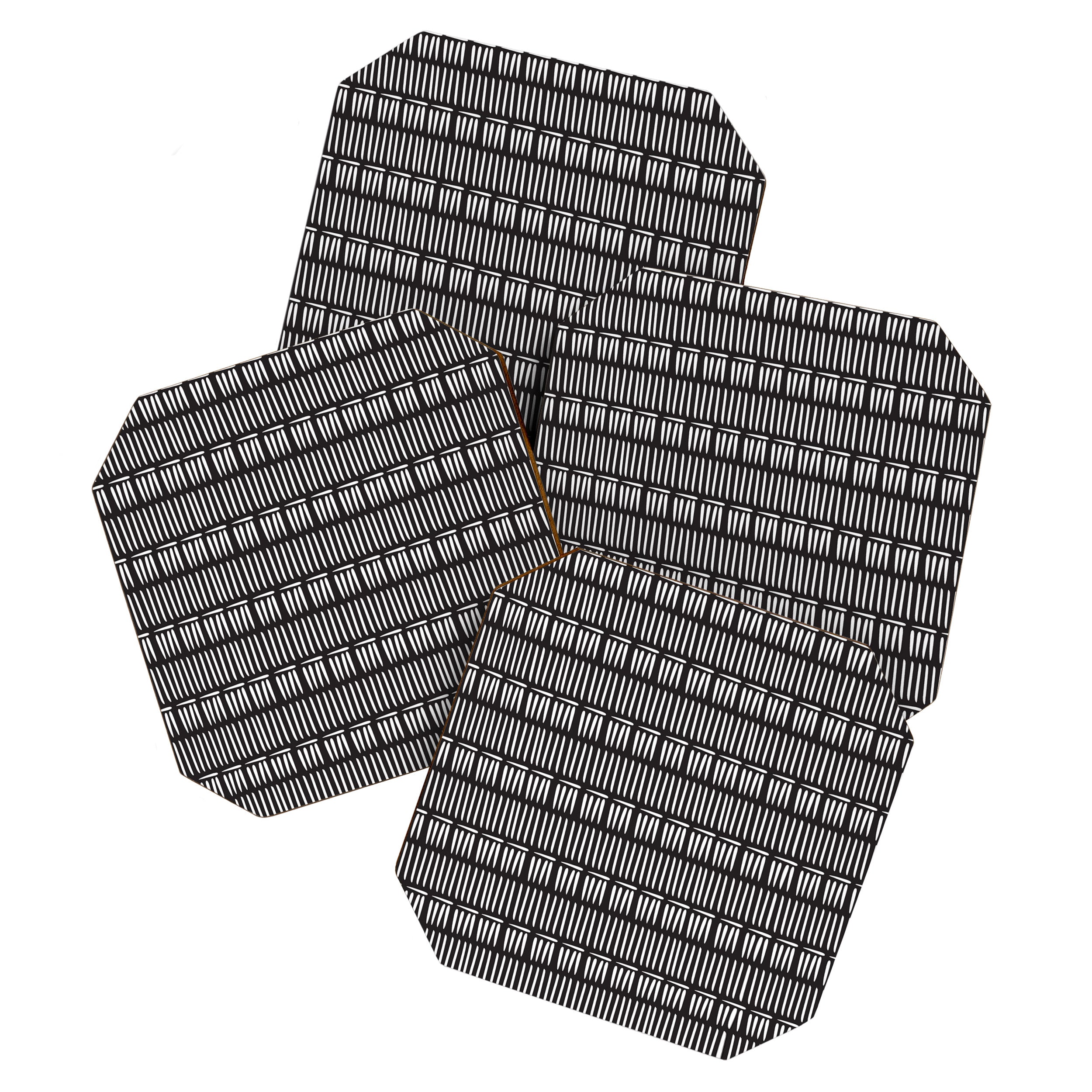 Black & White Stripe Pattern - black background Coaster Gallery Image 1
