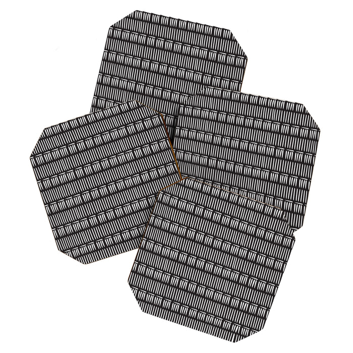 Black & White Stripe Pattern - black background Coaster Gallery Image 1