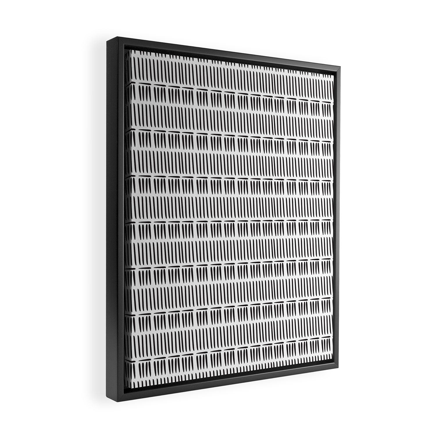 Black & White Stripe Pattern - white background Framed Canvas Print Gallery Image 2