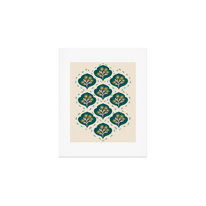 Block-Print Floral Art Print Gallery Image 1