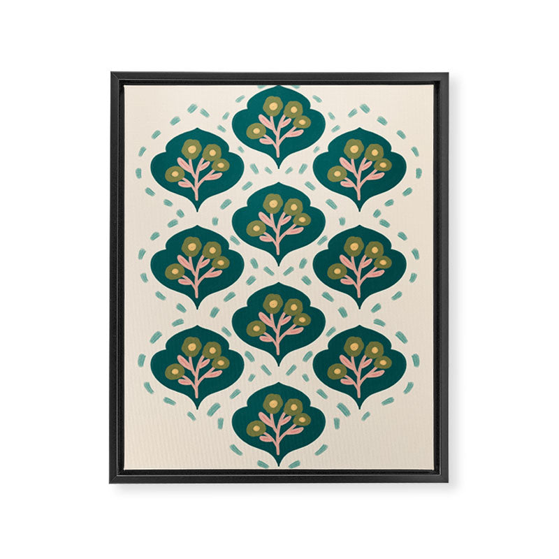 Block-Print Floral Framed Canvas Print Gallery Image 8