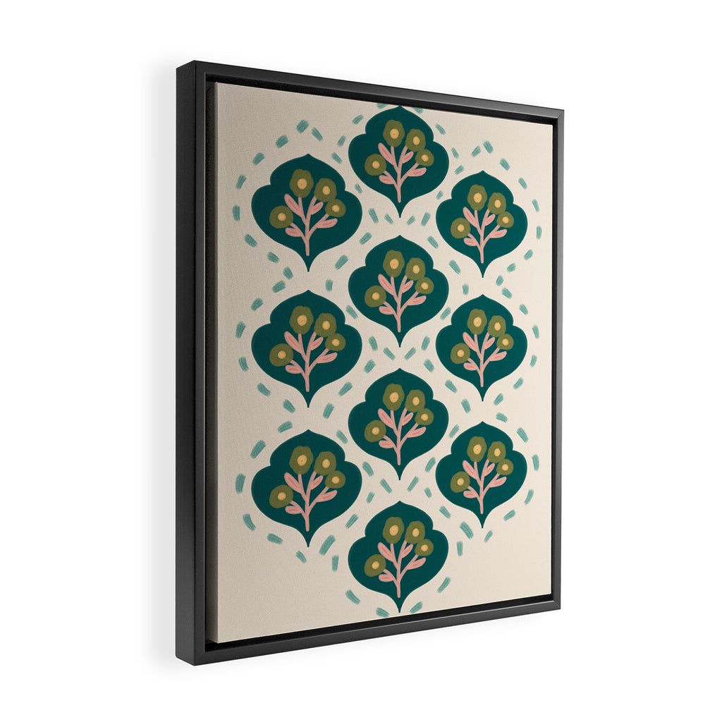Block-Print Floral Framed Canvas Print Gallery Image 2
