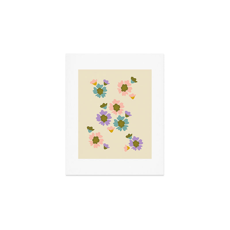 Blooming Flower - Cream  Art Print Gallery Image 1