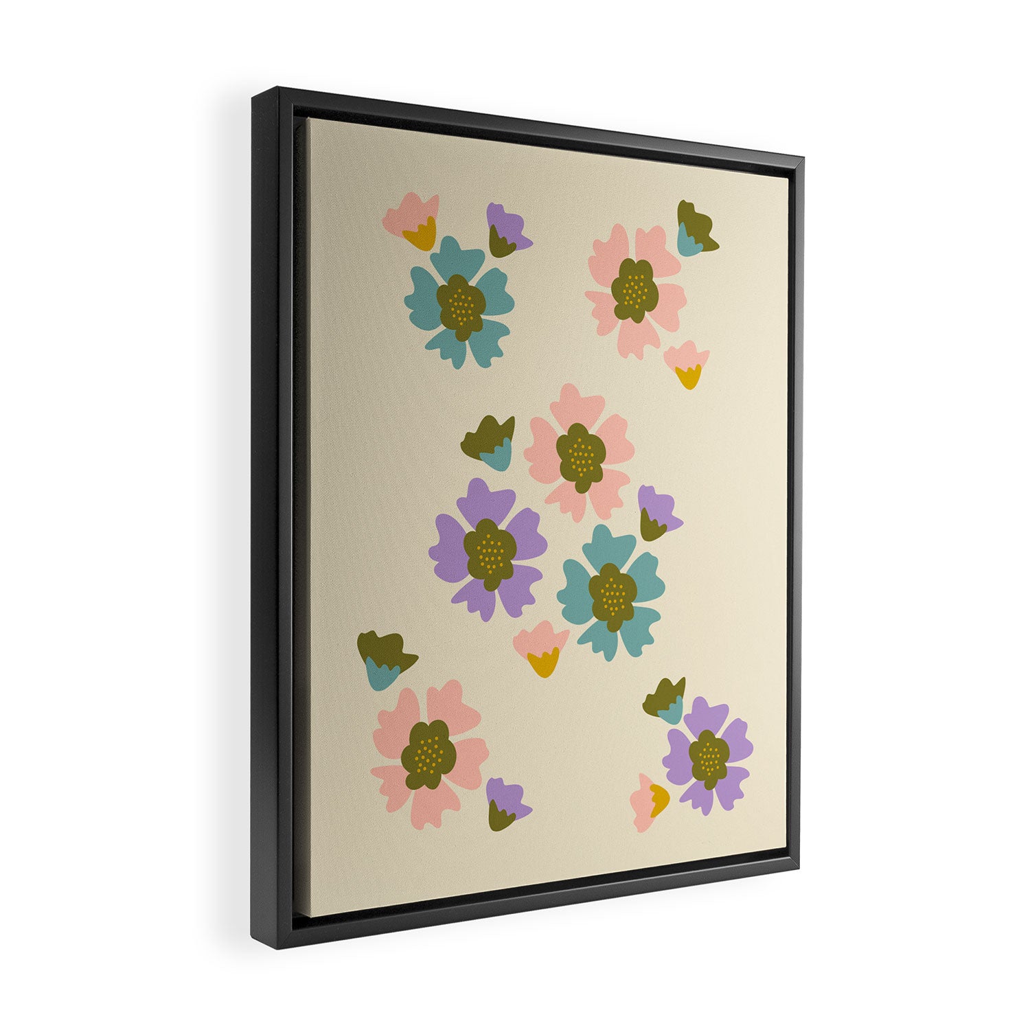 Blooming Flower - Cream  Framed Canvas Print Gallery Image 2