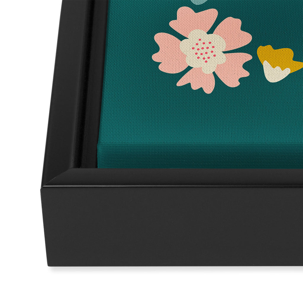 Blooming Flower - Green  Framed Canvas Print Gallery Image 3