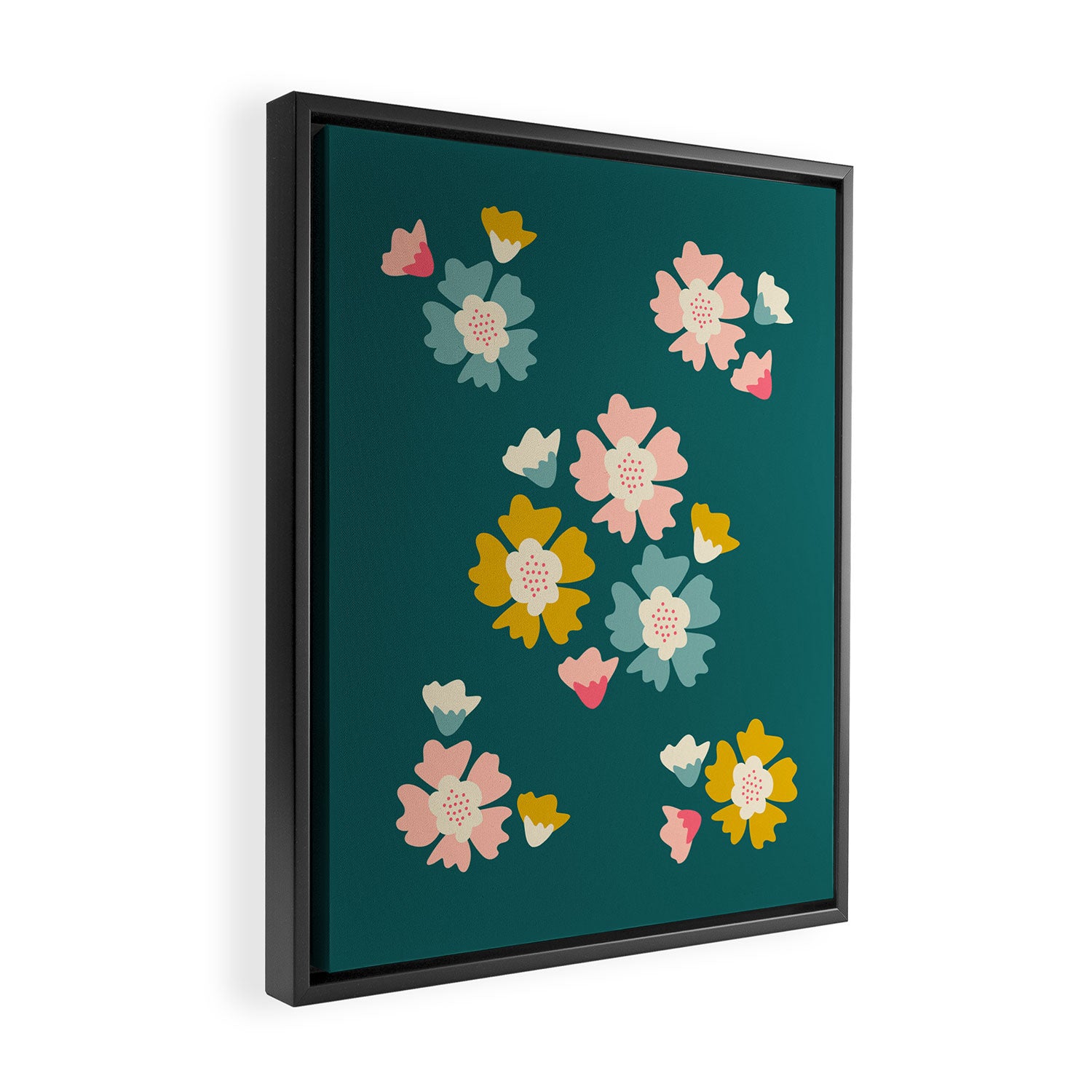 Blooming Flower - Green  Framed Canvas Print Gallery Image 2