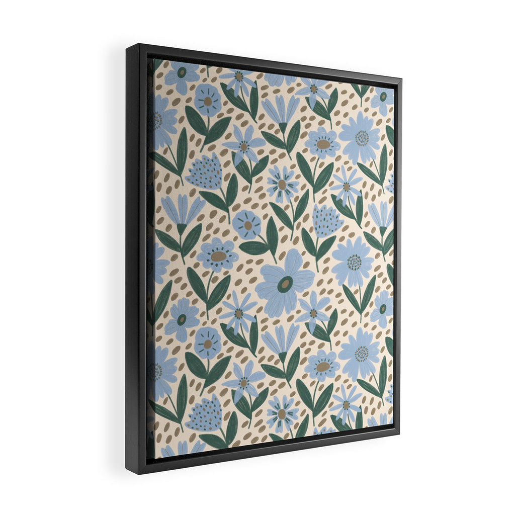 Blue Floral  Framed Canvas Print Gallery Image 2