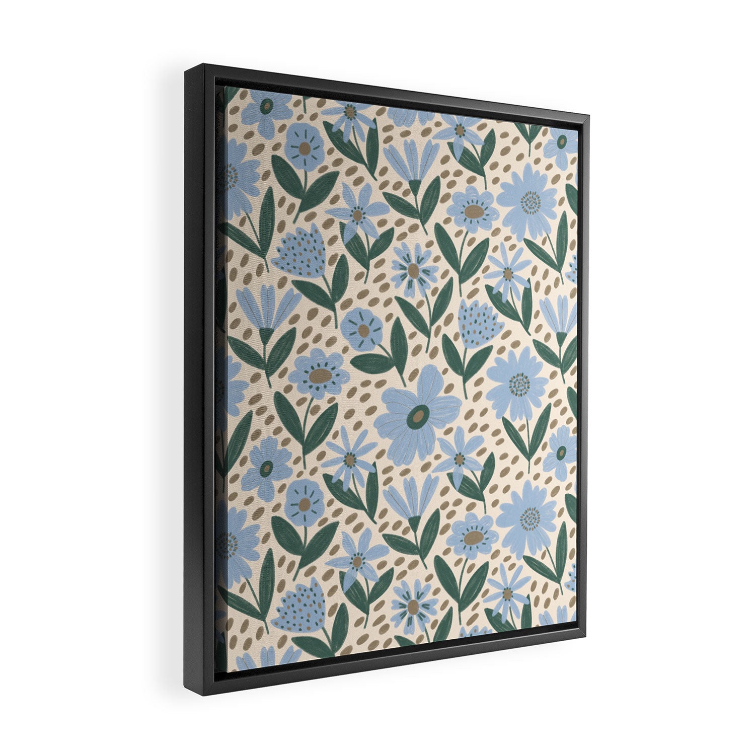 Blue Floral  Framed Canvas Print Gallery Image 2